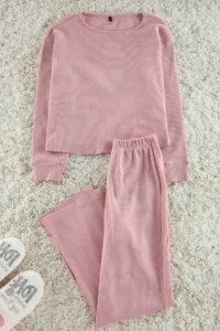 TRENDYOLMiLLA PINK Ribbed Knitting Pajama Set - Image 2