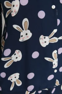TRENDYOLMiLLA Navy Blue Rabbit Patterned Viscose Woven Pajama Set - Image 5