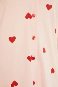 TRENDYOLMiLLA Pink 100% Cotton Heart Knitted Pajama Set - Image 9