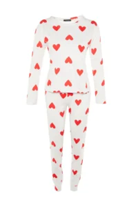 TRENDYOLMiLLA White 100% Cotton Heart Knitted Pajama Set - Image 8