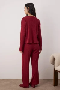 TRENDYOLMiLLA Burgundy Ribbed Knitting Pajama Set - Image 4