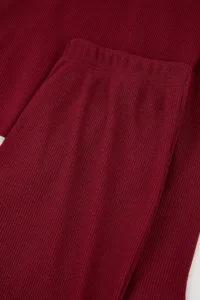 TRENDYOLMiLLA Burgundy Ribbed Knitting Pajama Set - Image 6