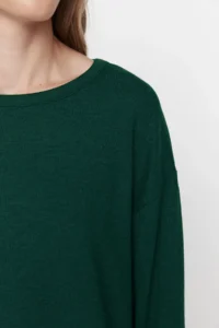 TRENDYOLMiLLA Emerald Green Corded Knitted Pajama Set - Image 4