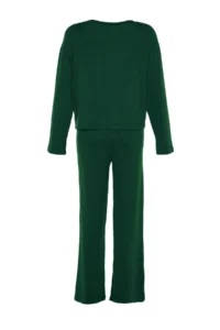 TRENDYOLMiLLA Emerald Green Corded Knitted Pajama Set - Image 9