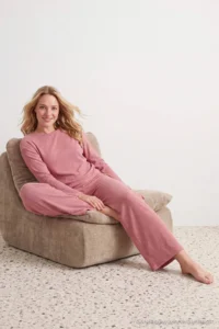 TRENDYOLMiLLA PINK Ribbed Knitting Pajama Set - Image 2