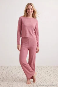 TRENDYOLMiLLA PINK Ribbed Knitting Pajama Set - Image 3