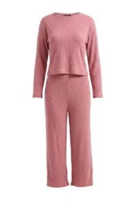 TRENDYOLMiLLA PINK Ribbed Knitting Pajama Set - Image 8