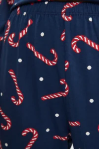 TRENDYOLMiLLA Navy Blue 100% Cotton Christmas Themed Knitted Pajama Set - Image 6
