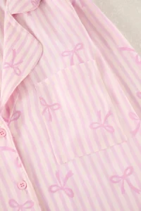 TRENDYOLMiLLA Light Pink Ribbon/Bow Viscose Woven Pajama Set - Image 7