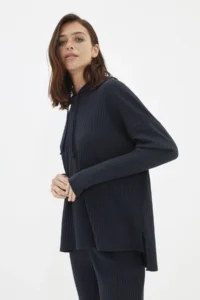 TRENDYOLMiLLA Navy Blue Hooded Corded Knitted Pajama Set - Image 3
