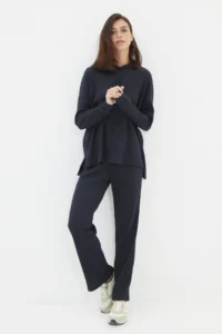 TRENDYOLMiLLA Navy Blue Hooded Corded Knitted Pajama Set - Image 4