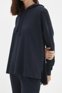 TRENDYOLMiLLA Navy Blue Hooded Corded Knitted Pajama Set - Image 5