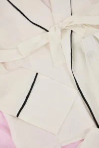 TRENDYOLMiLLA Beige Belted Piping Detailed Double Breasted Viscose Maternity Woven Pajama Set - Image 7