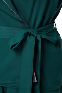 TRENDYOLMiLLA Emerald Green Belted Piping Detailed Double Breasted Viscose Woven Pajama Set - Image 8