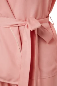 TRENDYOLMiLLA Powder Belted Piping Detailed Double Breasted Viscose Woven Pajama Set - Image 9