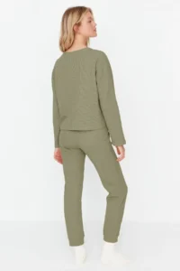 TRENDYOLMiLLA Green Waffle Fabric Knitted Pajama Set - Image 6