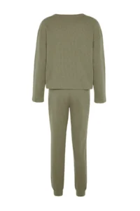 TRENDYOLMiLLA Green Waffle Fabric Knitted Pajama Set - Image 8
