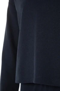 TRENDYOLMiLLA Navy Blue Waffle Fabric Knitted Pajama Set - Image 8