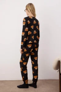 TRENDYOLMiLLA Black 100% Cotton Teddy Bear Knitted Pajama Set - Image 4