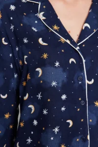 TRENDYOLMiLLA Indigo Galaxy Patterned Viscose Woven Pajama Set - Image 5