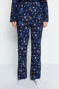 TRENDYOLMiLLA Indigo Galaxy Patterned Viscose Woven Pajama Set - Image 6