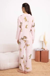 TRENDYOLMiLLA Pink Tiger Patterned Viscose Woven Pajama Set - Image 4