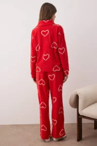 TRENDYOLMiLLA Red Heart Fleece Winter Knitted Pajama Set - Image 5