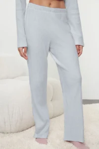 TRENDYOLMiLLA Mavi Brushed Soft Ribbed Cardigan Knitted Pajama Set - Image 6