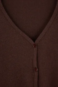 TRENDYOLMiLLA Brown Brushed Soft Ribbed Cardigan Knitted Pajama Set - Image 6
