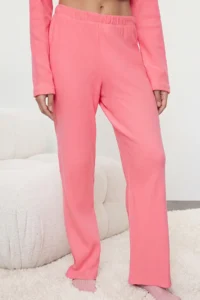 TRENDYOLMiLLA Pink Brushed Soft Ribbed Cardigan Knitted Pajama Set - Image 7