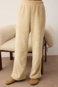 TRENDYOLMiLLA Beige Hooded and Embroidered Wellsoft Winter Knitted Pajama Set - Image 3