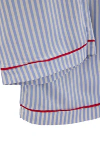 TRENDYOLMiLLA White-Blue Striped Heart Embroidered Piping Viscose Woven Pajama Set - Image 6