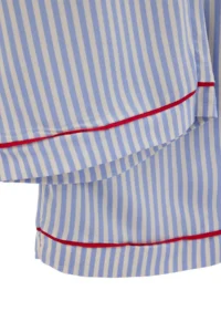 TRENDYOLMiLLA White-Blue Striped Heart Embroidered Piping Viscose Woven Pajama Set - Image 7