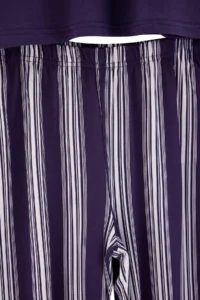 TRENDYOLMİLLA Purple Cotton Striped Knitting Pajama Set - Image 6