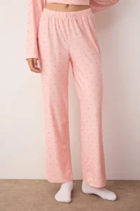 TRENDYOLMiLLA Salmon Polka Dot Soft Touch Knitted Pajama Set - Image 3