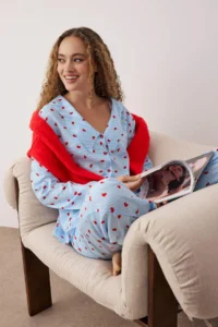 TRENDYOLMiLLA Mavi-Multicolor Striped Viscose Woven Pajama Set