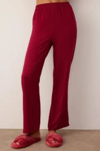 TRENDYOLMiLLA Burgundy Buttoned Viscose Woven Pajama Set - Image 3