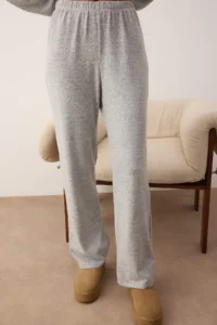 TRENDYOLMiLLA Gray Melange Double Layer Soft Knitted Pajama Set - Image 4