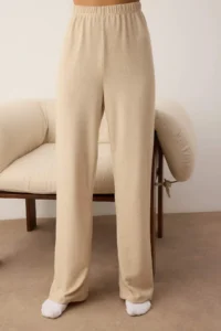 TRENDYOLMiLLA Beige Melange Double Layer Soft Knitted Pajama Set - Image 3