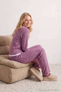 TRENDYOLMiLLA Purple Double Layer Soft Knitted Pajama Set - Image 4