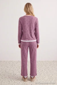 TRENDYOLMiLLA Purple Double Layer Soft Knitted Pajama Set - Image 5