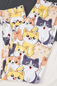 TRENDYOLMiLLA Anthracite Cat Patterned Cotton Lycra Soft Touch Knitted Pajama Set - Image 6