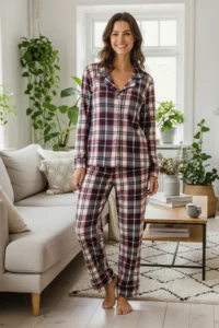 TRENDYOLMiLLA Multicolored Cotton Plaid Winter Thick Flannel Woven Pajama Set