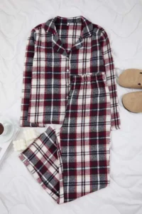 TRENDYOLMiLLA Multicolored Cotton Plaid Winter Thick Flannel Woven Pajama Set - Image 7