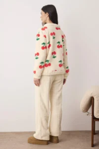 TRENDYOLMiLLA Multicolored Cherry Patterned Wellsoft Knitted Pajama Set - Image 4