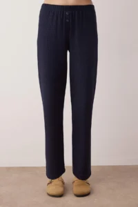 TRENDYOLMiLLA Navy Blue Zippered Soft Waffle Knitted Pajama Set - Image 3