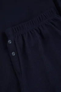 TRENDYOLMiLLA Navy Blue Zippered Soft Waffle Knitted Pajama Set - Image 6