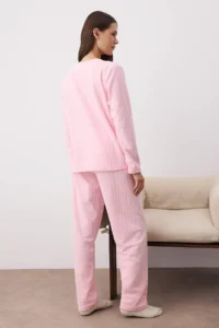 TRENDYOLMiLLA Pink Galaxy Patch Fleece Knitted Pajama Set - Image 5