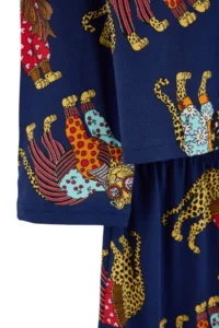 TRENDYOLMiLLA Navy Blue 100% Cotton Tiger Printed Knitted Pajama Set - Image 6