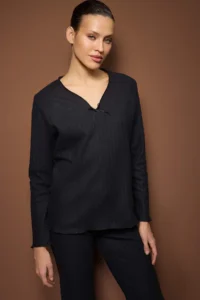 TRENDYOLMiLLA Black Cotton Baby Overlock Detailed Ribbed Knitted Pajama Set - Image 2